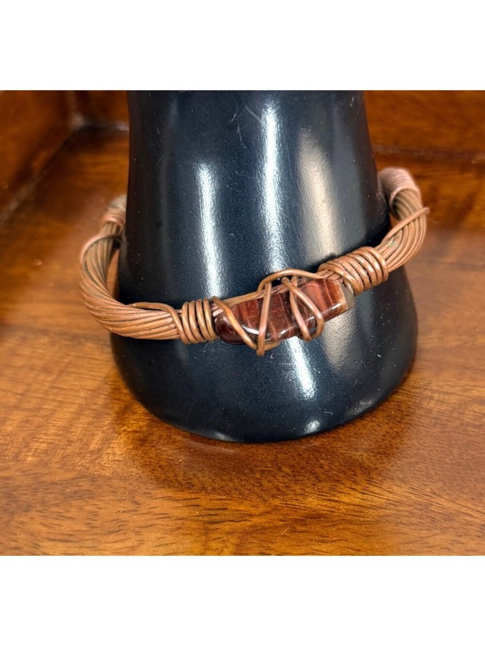 New handmade Tiger Eye Genuine Copper Cuff Bracelet Adjustable Wire Wrapped Arti